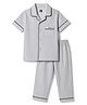 Evimo Single Jersey Knit Half Sleeves Co-Ords Striped Shirt & Pyjama Night Suit - White & Grey