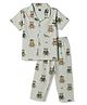 Evimo Single Jersey Knit Half Sleeves Co-Ords Shirt & Pyjama Night Suit Bear Print - Light Blue