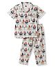 Evimo Single Jersey Knit Half Sleeves Co-Ords Boat Printed Shirt & Pyjama Night Suit - Off White & Grey