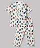 Evimo Single Jersey Knit Half Sleeves Co-Ords Alphabet Printed Shirt & Pyjama Night Suit - White