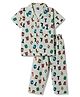 Evimo Single Jersey Knit Half Sleeves Co-Ords Alphabet Printed Shirt & Pyjama Night Suit - Cream