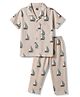 Evimo Single Jersey Knit Half Sleeves Co-Ords Boat Printed Shirt & Pyjama Night Suit - Beige