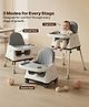 3-in-1 High Chair with PU Cushion | Feeding Chair, Booster Seat & High Chair| Adjustable Double Food Tray| Removable PU Leather Seat| Safety Harness & Footrest - Grey
