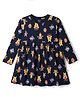 CUCUMBER Sinker Knit Full Sleeves Flared One Piece Frock With Winnie The Pooh Graphics - Navy Blue