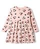 CUCUMBER Sinker Knit Full Sleeves Flared One Piece Frock With Minnie Mouse Graphics - Peach