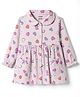 CUCUMBER Cotton Knit One Piece Dresses/Frocks Full Sleeves Peter Pan Collar Hearts  Prints Lilac 3-6 Months S