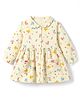 CUCUMBER Cotton Woven One Piece Dresses/Frocks Full Sleeves Peter Pan Collar Bunny Print Light Yellow 6-12 Months