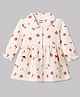 CUCUMBER Cotton Knit One Piece Dress Full Sleeves Peter Pan Collar Floral Print Cream 2-3 Years