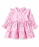 CUCUMBER Cotton Knit One Piece Dresses/Frocks Full Sleeves Ruffle Neck Tiered Butterfly Print Pink 18-24 Months