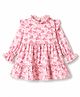 CUCUMBER Sinker Knit Full Sleeves Flared One Piece Frock With Heart Print - Baby Pink