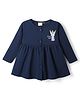 CUCUMBER Sinker Knit Full Sleeves Flared One Piece Frock With Tinker Bell Graphics - Navy Blue
