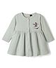 CUCUMBER Sinker Knit Full Sleeves Flared One Piece Frock With Clarice Graphics - Light Green