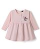 CUCUMBER Sinker Knit Full Sleeves Flared One Piece Frock With Snow White Graphics - Light Peach