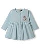 CUCUMBER Sinker Knit Full Sleeves Flared One Piece Frock With Winnie The Pooh Graphics - Light Blue