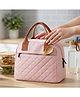 Saleon 7.5 LTR Thermal Insulated Lunch Bag for Women & Girls | Stylish Tiffin Bag | Big Size Food Carrier Tote for Office, College, School | Pink Travel Lunch Box Pouch with Handle (Pink)