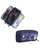 Wooum Large Pencil Case with 3 Compartments, Big Capacity Pencil Pouch for School Boys Girls College Students & Teachers Aesthetic Practical Stationery Pouch for Pens Pencils (Navy Blue (Astronaut))