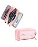 Wooum Pvc Large Pencil Case with 3 Compartments, Big Capacity Pencil Pouch for School Boys Girls College Students & Teachers Aesthetic Practical Stationery Pouch for Pens Pencils (Peach)