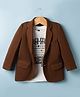 Robo Fry Cotton Woven Full Sleeves Solid Textured Blazer With Text Printed Tee - Brown
