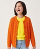 Pine Kids Knit Front Open Full Sleeves Cable Knit Design Sweaters With Sleeveless Inner - Orange & Yellow
