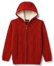 Pine Kids Knit Full Sleeves Solid Colour Hooded Front Open Sweater With Cable Knit Design - Rust Orange
