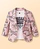 Robo Fry Cotton Woven Full Sleeves Beach Theme Printed Blazer with Printed T-Shirt - Pink