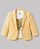Robo Fry Cotton Woven Full Sleeves Solid Blazer With Text Printed Tee - Yellow