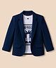 Robo Fry Cotton Woven Full Sleeves Solid Blazer With Beach Theme Printed Tee - Navy Blue