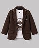 Robo Fry Cotton Woven Full Sleeves Solid Colour Blazer with Printed T-Shirt - Brown