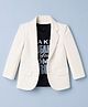 Robo Fry Cotton Woven Full Sleeves Solid Blazer With Text Printed T-Shirt - White
