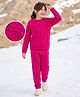 Pine Kids Knitted Full Sleeves Sweater Set with Cable Knit Design - Dark Pink