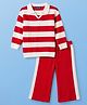 Pine Kids Knit Full Sleeves Polo Collar Striped Sweater Set -  Red & White