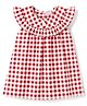 Teddy Sinker Knit Half Sleeves Checked Frock - Red