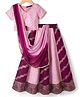 Pine Kids Woven Half Sleeves Choli Lagenga Dupattta Set with Floral Foil Print &  Sequinned Embroidery - Pink