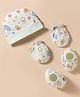 CUCUMBER Interlock Knit Animal Printed Cap Mittens & Booties Set Light Green - Diameter 17 cm