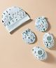 CUCUMBER Interlock Knit Trees Printed Cap Mittens & Booties Set Light Blue - Diameter 17 cm