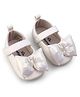 Babyoye Velcro Closure Booties With Bow Applique - White