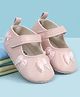 Babyoye Velcro Closure Booties With Bow Applique - Pink