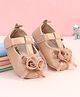 Babyoye Velcro Closure Booties With Floral Applique - Beige