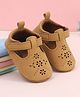 Babyoye Velcro Closure Booties With Floral Detailing - Brown