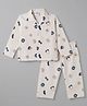 Mini Taurus 100% Cotton Woven Full Sleeves Bow Printed Co-Ords Shirt & Pyjama Night Suit - Blue