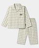 Mini Taurus Interlock Woven Full Sleeves Shirt & Pyjama Checks Co-Ord Night Suit - Green