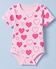 Doodle Poodle 100% Cotton Knit Half Sleeves Hearts Printed Onesie - Pink
