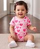 Doodle Poodle 100% Cotton Knit Half Sleeves Hearts Printed Onesie - Pink