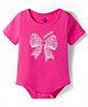 Doodle Poodle 100% Cotton Knit Half Sleeves Bow Printed Onesie - Dark Pink