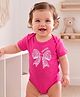 Doodle Poodle 100% Cotton Knit Half Sleeves Bow Printed Onesie - Dark Pink