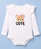 Doodle Poodle 100% Cotton Knit Full Sleeves Hearts & Bear Printed Onesie - White