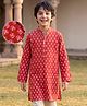 Pine Kids Cotton Woven Full Sleeves Floral Printed Kurta - Maroon