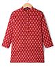 Pine Kids Cotton Woven Full Sleeves Floral Printed Kurta - Maroon