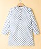 Pine Kids Cotton Woven Full Sleeves Floral Printed Kurta - White