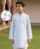 Pine Kids Cotton Woven Full Sleeves Floral Printed Kurta - White